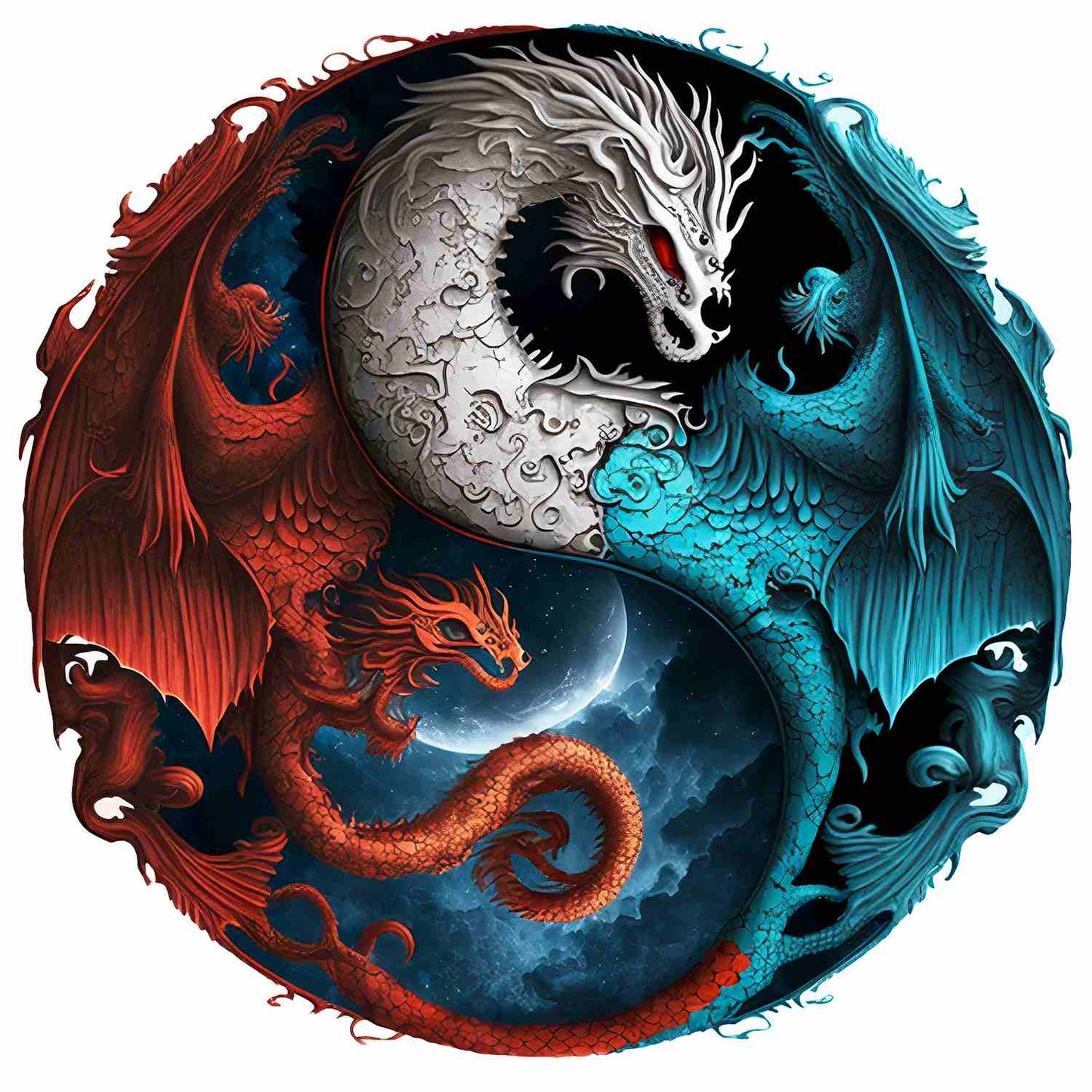 Dragon Yin Yang - Wooden Jigsaw Puzzle