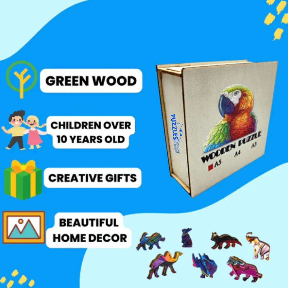 Colorful Parrot - Wooden Jigsaw Puzzle