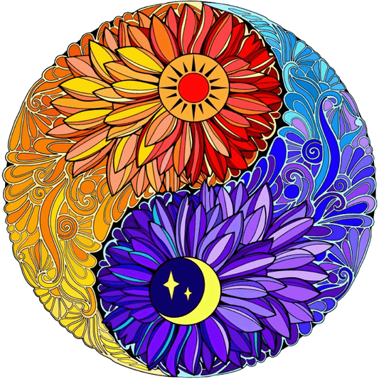 Sunflower Yin Yang - Wooden Jigsaw Puzzle