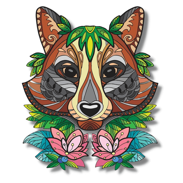 Wildflower Raccoon – Wooden Jigsaw Puzzle