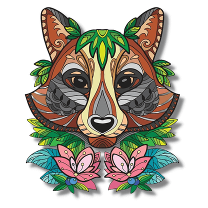 Wildflower Raccoon – Wooden Jigsaw Puzzle