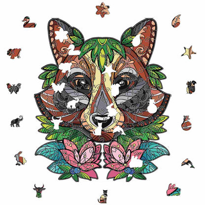 Wildflower Raccoon – Wooden Jigsaw Puzzle